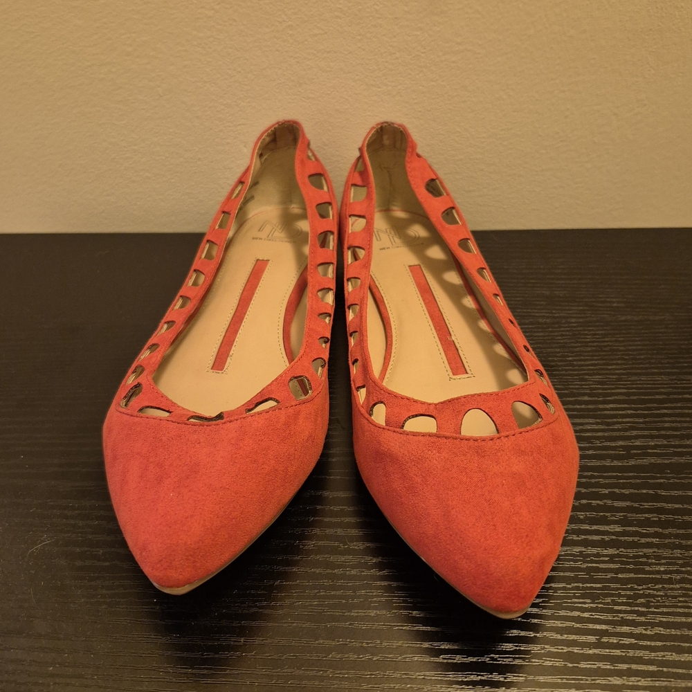 New Directions Coral Red Cutout Flats